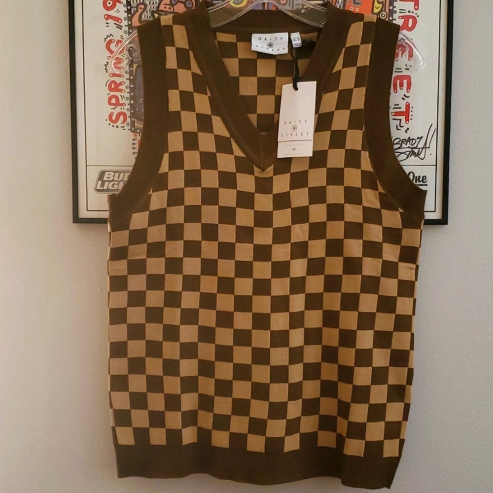 Daisy Street Checkerboard Sweater Vest Size 6/XS